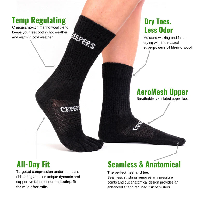 Creepers | Merino Toe Socks 2.0 - Crew Length