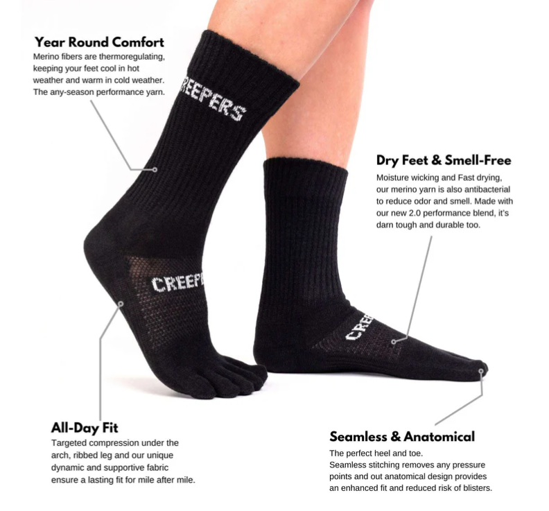 Creepers | Merino Toe Socks 2.0 - Crew Length